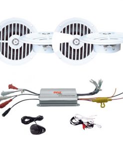 Two 5 ¼'' Dual Cone Waterproof Stereo Speaker System + 4 Channel Waterproof MP3/ Ipod Marine Power Amplifier (KTGSCR107)