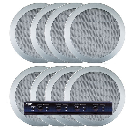 4 Room In-Ceiling Home Speaker System w/Speaker Selector & Volume Control (Silver) (KTHSP85PSL)