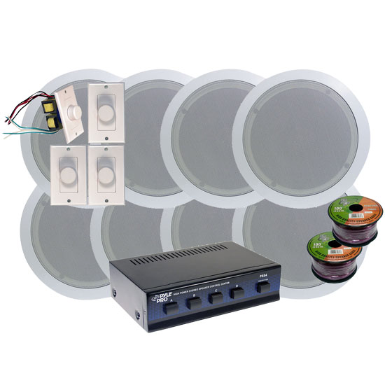 4 Room In-Ceiling 6'' Home Speaker System w/4 Volume Controls Knob (KTHSP86)