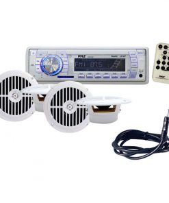In-Dash Marine AM/FM PLL Tuning Radio w/ USB/SD/MMC Reader + Speakers + Marine Wire Antenna (KTMRCR113)