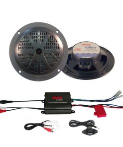 2 Channel Waterproof MP3/ Ipod Marine Power Amplifier + Pair of 5.25'' 100W Speakers (Black) (KTMRCR38)