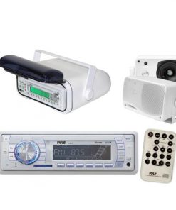 Pyle In-Dash Marine AM/FM USB/SD Stereo Player Receiver Aux-In for iPod/MP3 + 2 x 3.5" 200W Speakers & Wireless Remote Control + Stereo Housing (KTMRGS08)