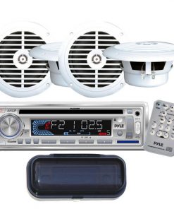 AM/FM-MPX IN -Dash Marine CD/MP3 Player/USB & SD Card Function + (2)6-1/2" Dual Cone Waterproof Stereo Speaker System + PLMRCW1 White Water Resistant Radio Shield. (RBKTMRGS114)