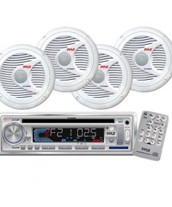 In-Dash Marine AM/FM-MPX CD/MP3 Player/USB & SD Card Function + 2 Pairs of 150 Watts 6.5'' 2 Way White Marine Speakers (KTMRGS120)