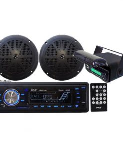 In-Dash Marine AM/FM Radio USB SD Aux-In for iPod/MP3 Stereo Player Receiver + 2 x 5.25 Speakers + Stereo Housing w/Full Chassis Wired Casing & Remote (KTMRGS14)