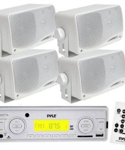 In-Dash Marine AM/FM Radio USB/SD Stereo Player Recevier Aux-In (for iPod/MP3) W/ Remote + 4 x 3.5'' 200 Watt 3-Way Weather Proof Mini Box Speakers (KTMRGS33)
