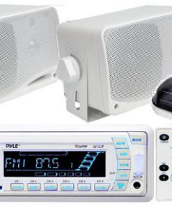 Pyle In-Dash Marine AM/FM USB/SD Stereo Player Receiver Aux-In for iPod/MP3 W/ Stereo Cover + 2 x 3.5" 200W Speakers & Remote (KTMRGS39)