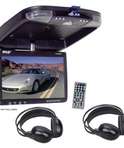 9'' Flip Down Roof Mount Monitor & DVD player with Wireless FM Modulator/ IR Transmitter + Two Wireless IR Mobile Video Stereo Headphones (RBKTMVGST70)