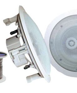 Pair of 5.25'' In-Ceiling (Dual Channel) Weather Proof Speakers + 100 ft. Spool Speaker Wire (KTWRC52W)