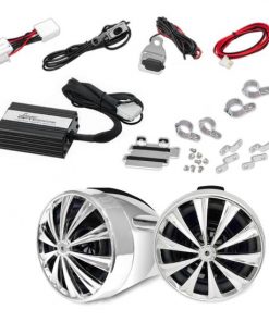 Opti-Drive 700 Watt Bluetooth Speaker System with Pair of 3'' Weatherproof Speakers, 4-Channel Amplifier, iPod/MP3 Player Input, USB Charger and Dual Handlebar Mounts for Motorcycle, ATV, Snowmobile, etc. (OPTIMC91BT)