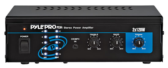 Home Audio Amplifier - Stereo Power Amp System, Aux/MP3 (3.5mm) Input, Speaker Terminals, RCA Input, 2 x 120 Watt (PCA4)
