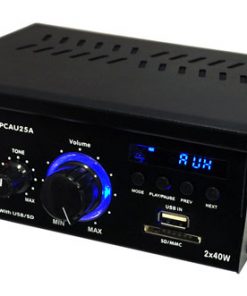 Mini 2x40 Watt Stereo Power Amplifier with USB/SD Card Readers, AUX/CD Inputs & LED Display (RBPCAU25A)