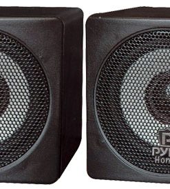 3'' 100 Watt Black Mini Cube Bookshelf Speaker In Black (Pair) (PCB3BK)