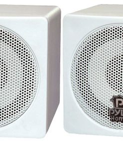 3'' 100 Watt White Mini Cube Bookshelf Speaker In White (Pair) (PCB3WT)