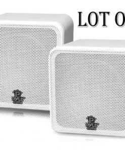 4'' 200 Watt White Mini Cube Bookshelf Speaker In White(Pair) (PCB4WT)