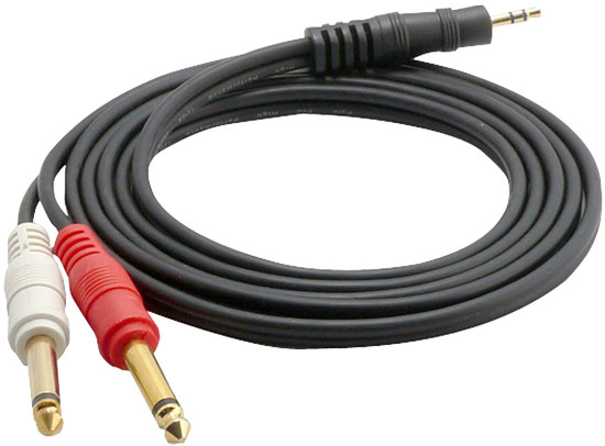 12 Gauge 3.5mm 6Ft Male Stereo To Dual 1/4'' Male Mono Y-Cable Adapter (PCBL43FT6)