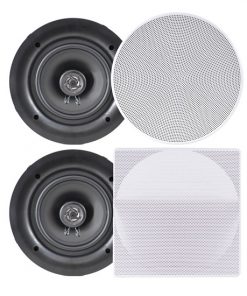 6.5" In-Wall / In-Ceiling Dual Stereo Speakers, 200 Watt, 2-Way, Flush Mount, White (PDIC66)