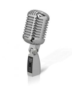 Classic Retro Dynamic Vocal Microphone, Vintage Style Vocal Mic with 16' ft. XLR Cable (Silver) (PDMICR42SL)