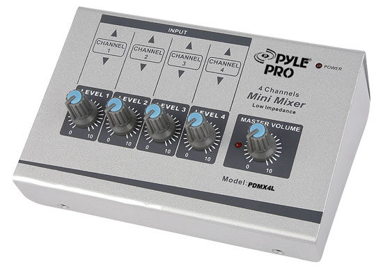 4 Channel Unbalanced 1/4'' To Balanced 1/4'' Mini Mixer (PDMX4L)
