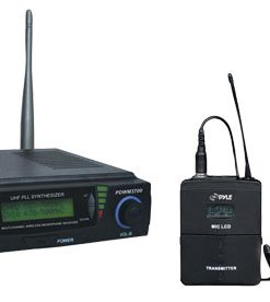 Professional UHF Dual Channel Wireless Microphone System with 2 Adjustable Frequency Body Pack Transmitters & 2 Headset/Lavalier Mics (PDWM3700)