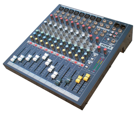 8 Channel Mixer With RCA/XLR/8 TRS Line Inputs, LED Indicators, 3 Band EQ (RBPEMP8)
