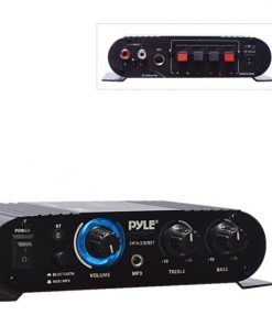 Bluetooth Mini Blue Compact Amplifier, Aux (3.5mm) Input, Push-Type Speaker Terminals, 90 Watt Amp (PFA330BT)