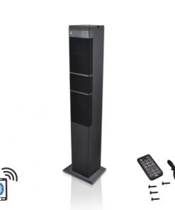 Bluetooth 2.1 Channel Sound Tower Speaker System with USB Flash Drive Reader, AUX (3.5mm) & RCA Input Connectors, FM Radio, Remote Control (RBPHITB65BK)