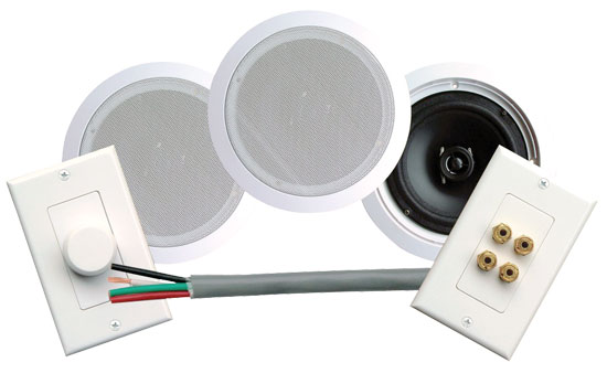 250 Watts 6-1/2'' Dual In-Ceiling Speaker /Volume Contro/Speaker Wall Plate/Wiring Combo Speaker System (PHSKIT6)