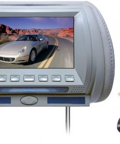 Adjustable Hideaway Headrest 7'' TFT Video Monitor w/Built-In  DVD/USB/SD Player & Wireless IR/FM Transmitter/ Built-in 32 Video Game System (GREY COLOR) (RBPL70HDG)