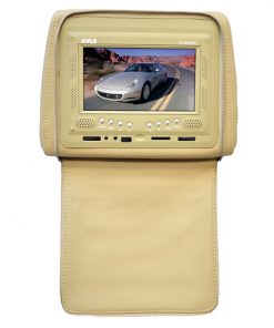 Adjustable Single Headrest w/ Built-In 7'' TFT/LCD Monitor W/IR Transmitter & Cover (Tan) (PL72HRTN)