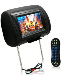 7'' Wide Screen Hi-Res Headrest Video Display Monitor with Built-in DVD Player, USB Flash & SD Memory Card Readers, Remote Control, Zipper Cover (PL73DBK)