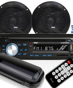 Bluetooth Marine Stereo Radio Receiver & Waterproof Speaker Kit, Hands-Free Talking, CD Player, MP3/USB/SD Readers, AM/FM Radio, (2) 6.5’’ Speakers (PLCDBT75MRB)