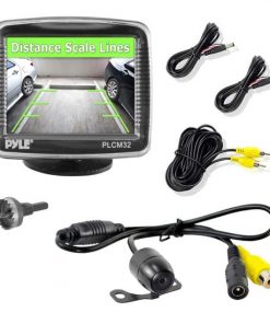 Rear View Backup Camera & Monitor Parking Assist System, 3.5'' Screen, Night Vision, Distance Scale Lines, Waterproof Cam, Universal Mount (PLCM32)
