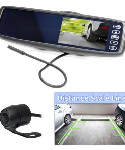 Rearview Mirror Wireless Back-Up Camera System w/ 4.3'' TFT Touch Screen & Universal Mount Low Lux Camera w/ Distance Scale Line (RBPLCM4300WIR)