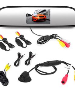 Wireless Rearview Backup Camera & Mirror Monitor, Waterproof Night Vision Cam, 4.3'' Screen, Distance Scale Lines, Parking/Reverse Assist (PLCM4370WIR)