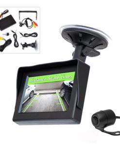 Rear View Backup Camera & Monitor System, Night Vision Waterproof Cam, 4.3'' Display, Distance Scale Lines, Parking/Reverse Assist (PLCM44)