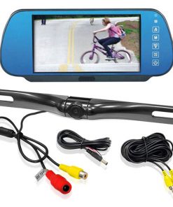 Rearview Backup Camera & Monitor Parking/Reverse Assist System, License Plate Mount Waterproof Night Vision Cam, 7'' Display Built-into Mirror Assembly, Swivel Angle Adjustable (PLCM7800)
