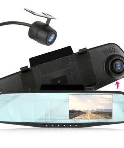 DVR Dash Cam & Backup Camera Kit, Car Video Recording System with Dual Cameras, Full HD 1080p, 4.3’’ Display, Waterproof Rearview Backup Cam (PLCMDVR47)