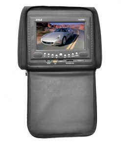 Adjustable Headrest w/ Built-In 7'' TFT/LCD Monitor w/ Built in DVD Player & IR/FM Transmitter With Cover (Black) (PLD72BK)