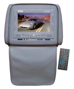 Adjustable Headrest w/ Built-In 7'' TFT/LCD Monitor w/ Built in DVD Player & IR/FM Transmitter With Cover (Gray) (PLD72GR)