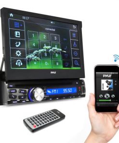 7-inch Bluetooth Headunit Receiver, Built-in Mic for Hands-Free Call Answering, Touch Screen, CD/DVD Player, USB/Micro SD Readers, AM/FM Radio, AUX Input, Single DIN (PLDT87BT)
