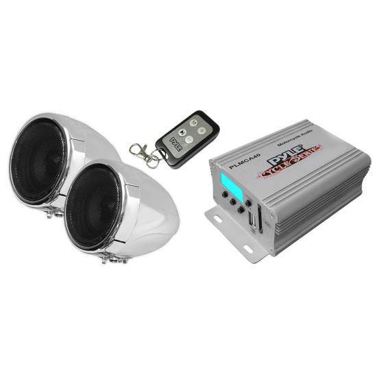 100 Watts Motorcycle/ATV/Snowmobile Mount MP3/Ipod/USB Amplifier with Dual handle-bar Mount Weatherproof speakers W/FM Radio (RBPLMCA40)