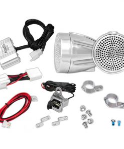600 Watts Motorcycle/ATV/Snowmobile Mount Amplifier w/Dual handle-bar Mount Aluminum Die -Cast Weatherproof Speakers w/MP3/Ipod Input and USB Charger (PLMCA61)