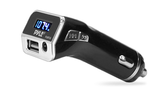 FM Radio Transmitter with USB Port for Charging Your Devices, 3.5mm AUX Input Car Lighter Adaptor (PLMP2A)
