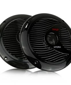 Dual 6.5'' Waterproof Marine Speakers, Full Range Stereo Sound, 150 Watt, Black (PLMR60B)