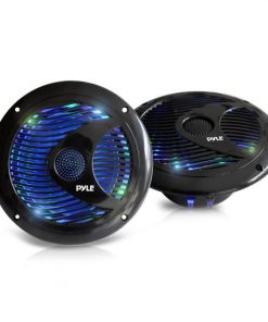 6.5'' Waterproof Audio Marine Grade Dual Speakers with Built-in Programmable Multi-Color LED Lights, 150 Watt, Black (PLMR6LEB)
