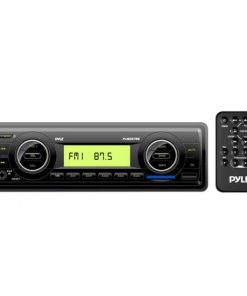 Marine Stereo Radio Headunit Receiver, Aux (3.5mm) MP3 Input, USB Flash & SD Card Readers, Remote Control, Single DIN (Black) (PLMR87WB)