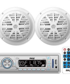 In-Dash Marine AM/FM PLL Tuning Radio USB/SD/MMC AUX Input w/ Remote + Pair of 5.25" 100W Speakers (KTMRGS10)