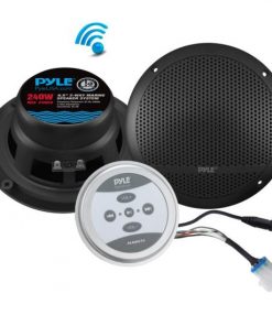 Universal Mount Bluetooth Speaker & Amplifier System - Marine Grade Amp + Speaker Kit (6.5’’ Speakers, 240 Watt) (PLMRKT9)