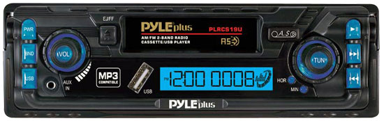 AM/FM 2 Band Radio Digital Car Cassette Player MP3 Compatible Built-In USB/ AUX-IN (RBPLRCS19U)